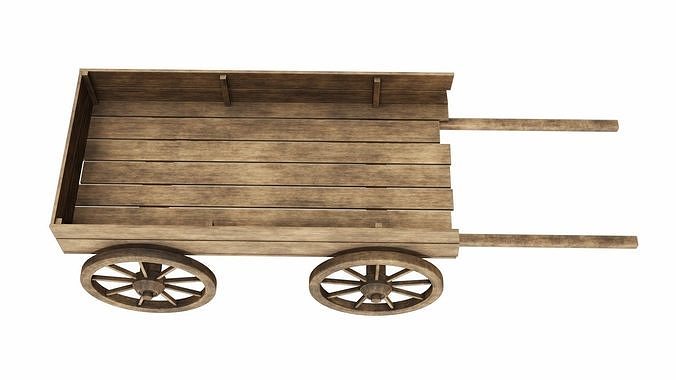 The cart 2 wooden wagon 3D model 3