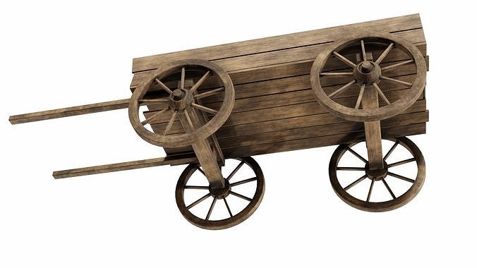 The cart 2 wooden wagon 3D model 6