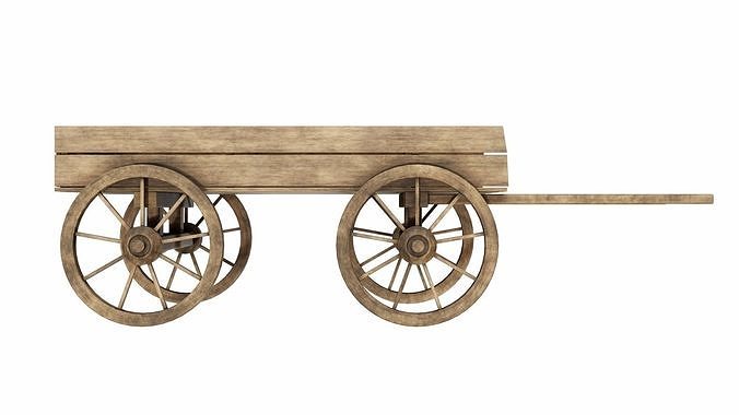 The cart 2 wooden wagon 3D model 2