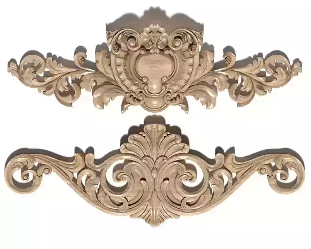 Cartouche-040 two ornate carvings 3D model