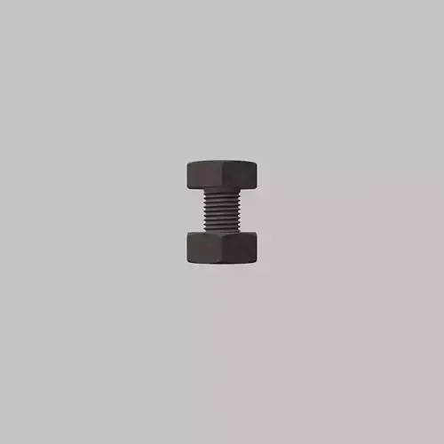 M3 Hex Bolts and Nuts with Rusty Iron Texture  Fine Threads 3D model 4