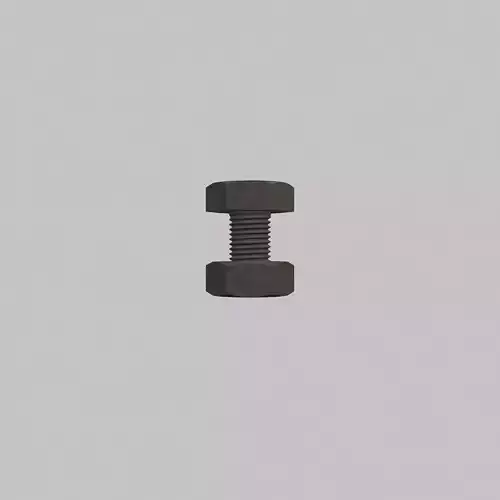 M3 Hex Bolts and Nuts with Rusty Iron Texture  Fine Threads 3D model 7