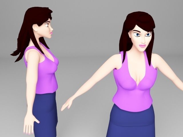 Female woman top and skirt Low-poly 3D model_3