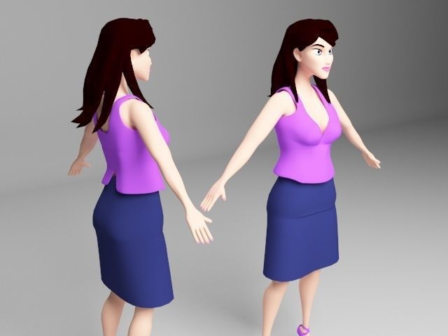 Female woman top and skirt Low-poly 3D model_2