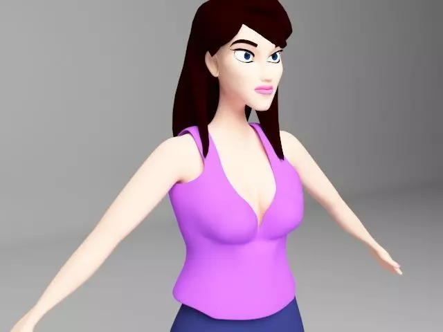 Female woman top and skirt Low-poly 3D model_0