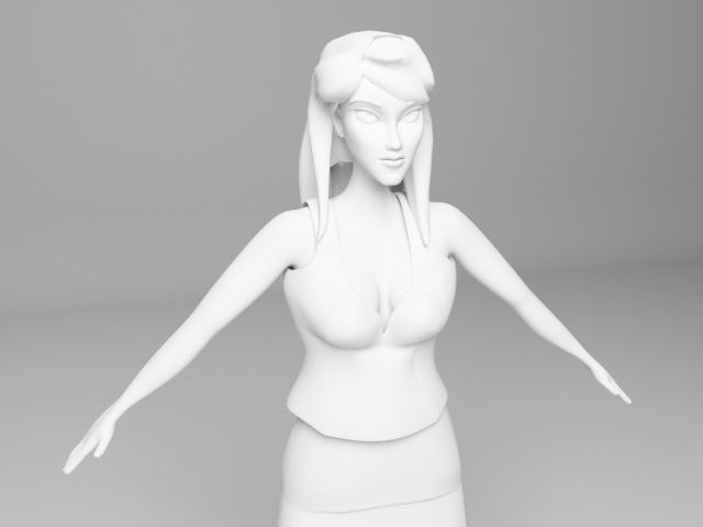 Female woman top and skirt Low-poly 3D model_9