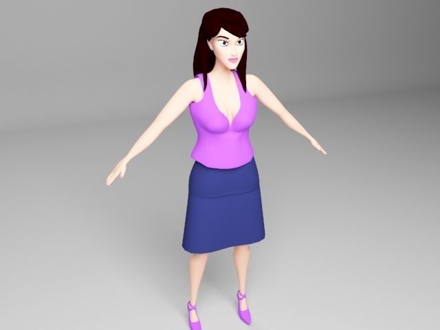Female woman top and skirt Low-poly 3D model_1