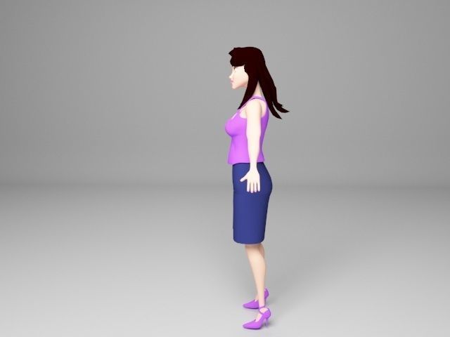Female woman top and skirt Low-poly 3D model_7