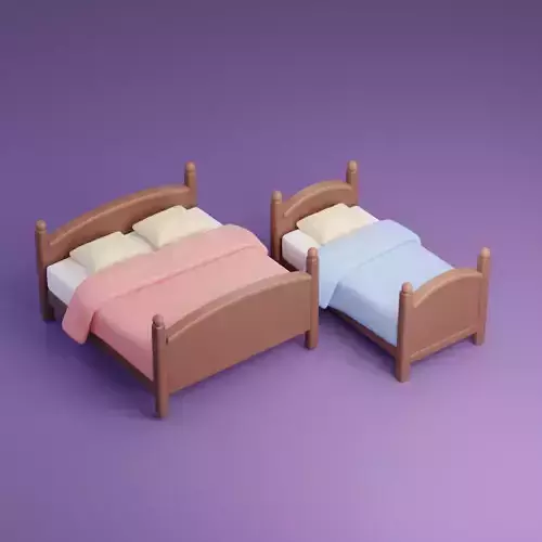 Cartoon beds Low-poly 3D model