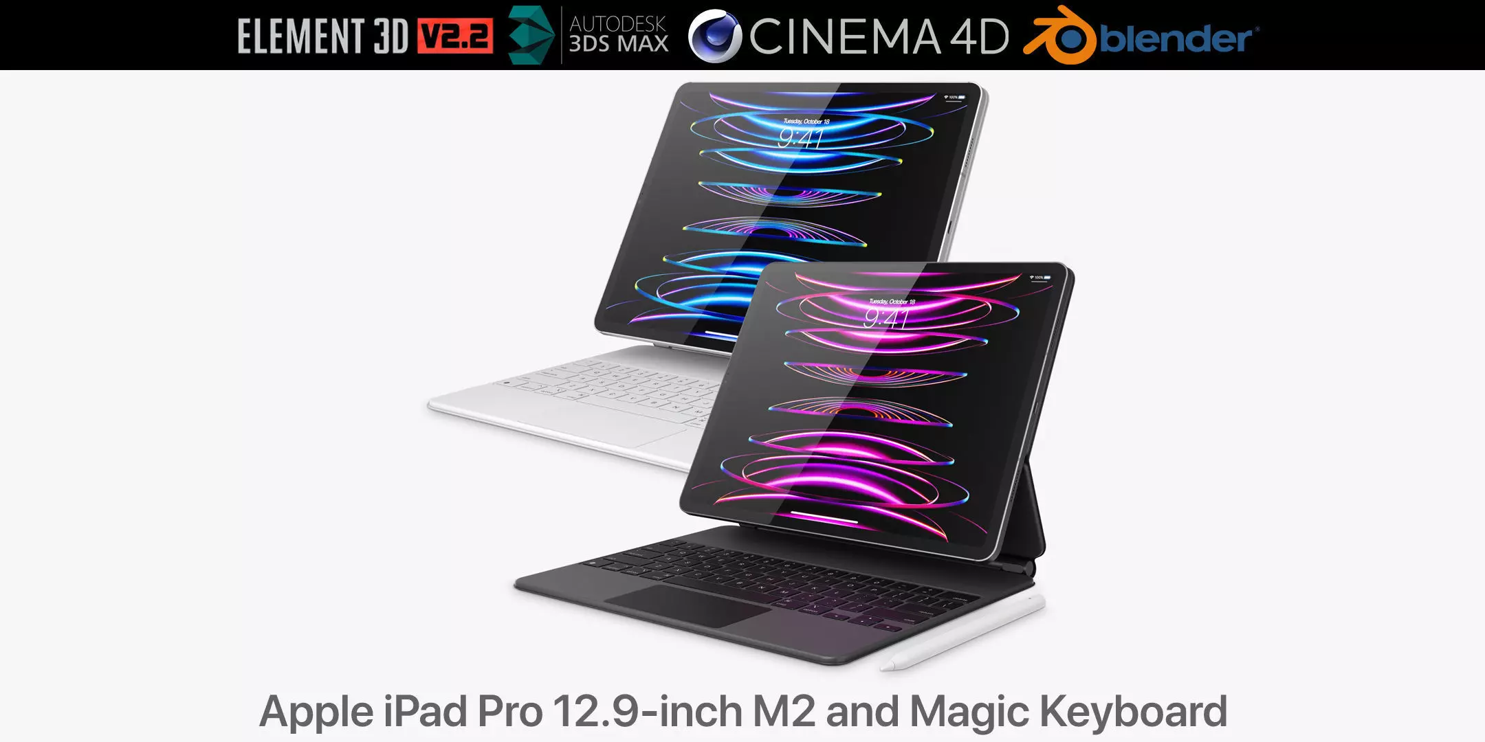 Apple iPad Pro 13-inch M2 and Magic Keyboard 3D model