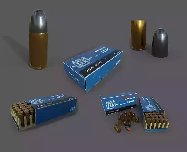 Ammo boxes and cartridges 9x19 mm Collection  