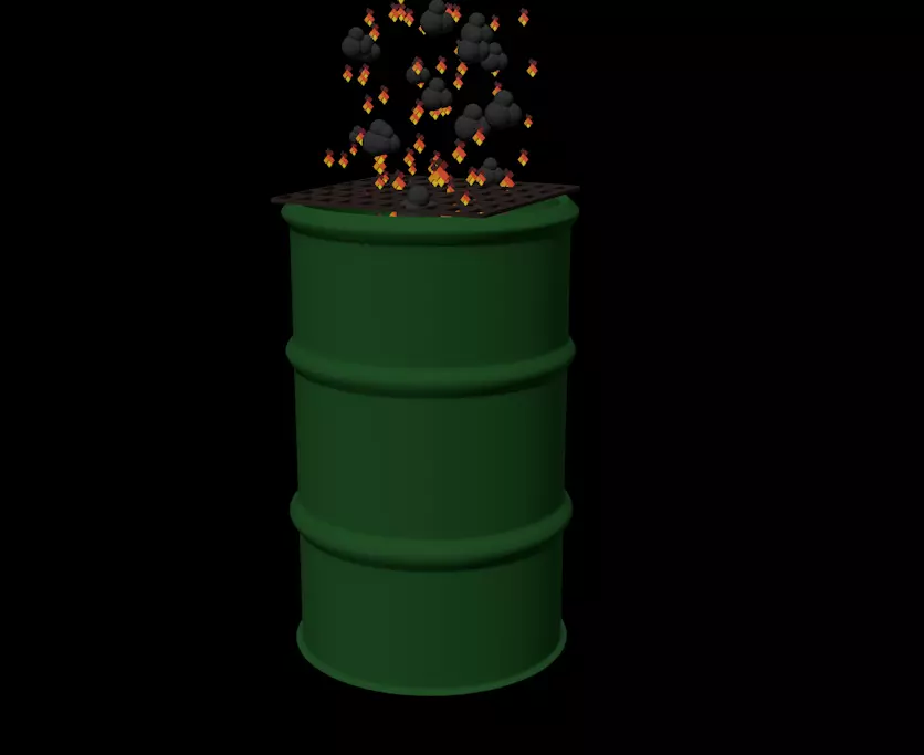 Barrel with Fire - LowPoly Low-poly 3D model_0