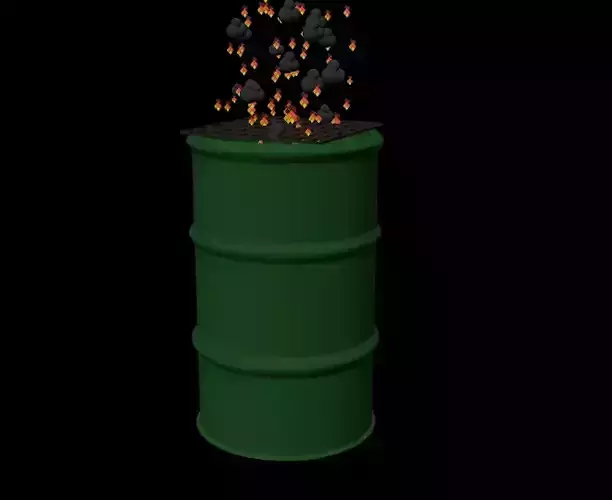 Barrel with Fire - LowPoly