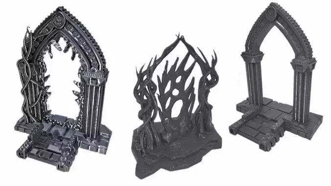 Arched Portal and Feywilds Portal Tabletop Terrain Set 3D print model