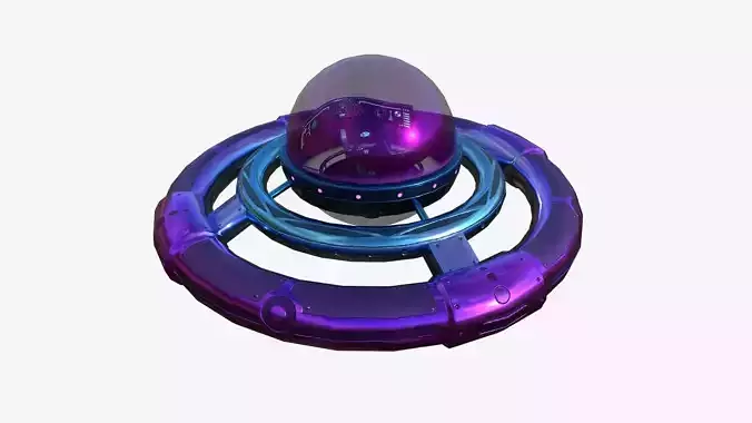 Alien Spaceship UFO E04 Purple Blue - Sci Fi Spacecraft Design Low-poly 3D model