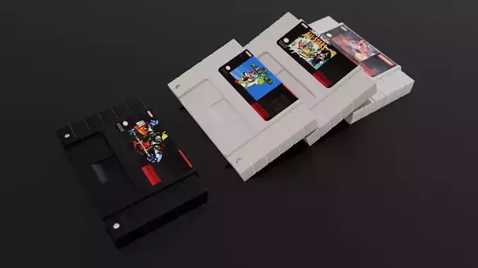 Snes Cartridges 3D model