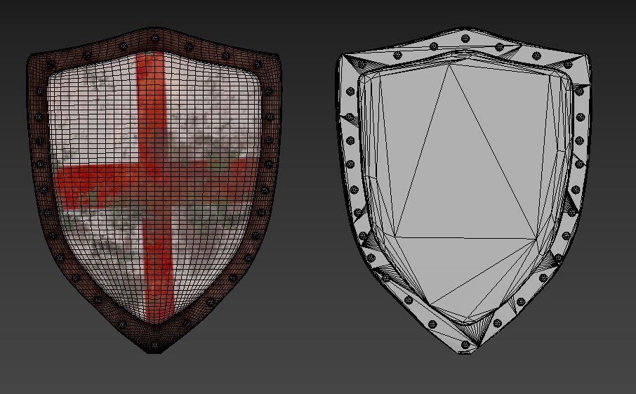 Crusader shield Low-poly 3D model_10