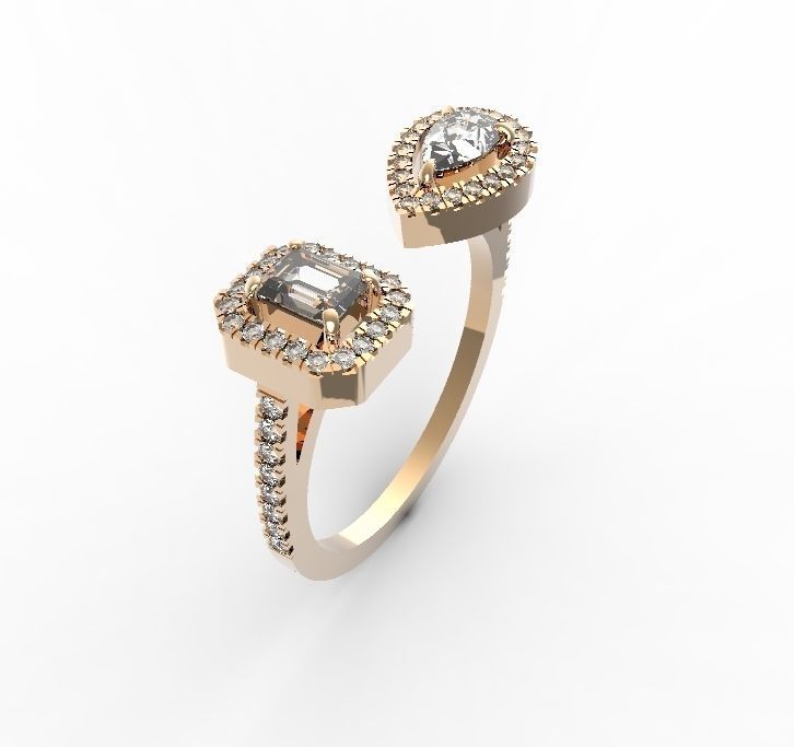 diamonds ring 3D print model_2