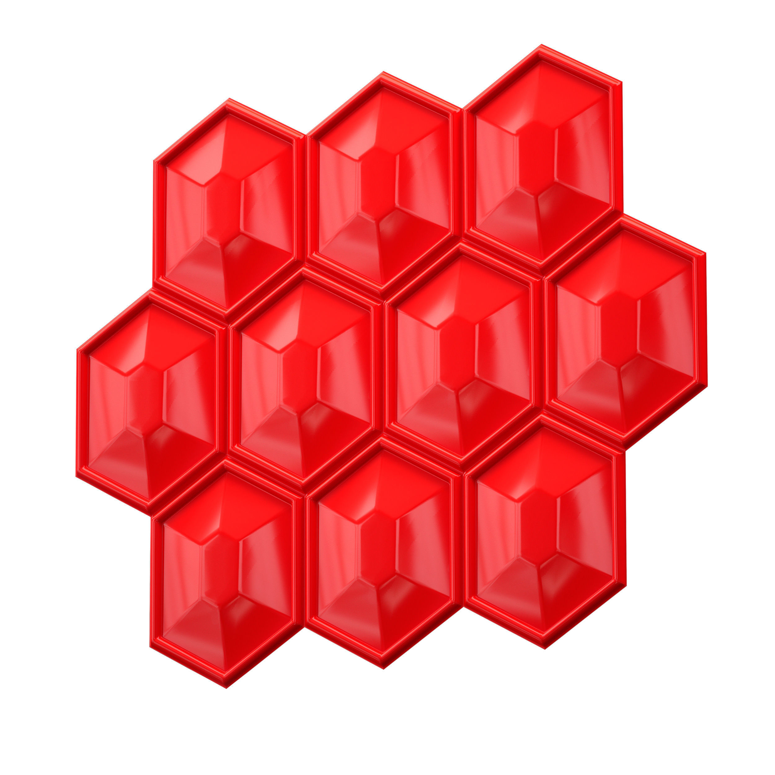 3d wall panel polygon hexagon 3D model_8