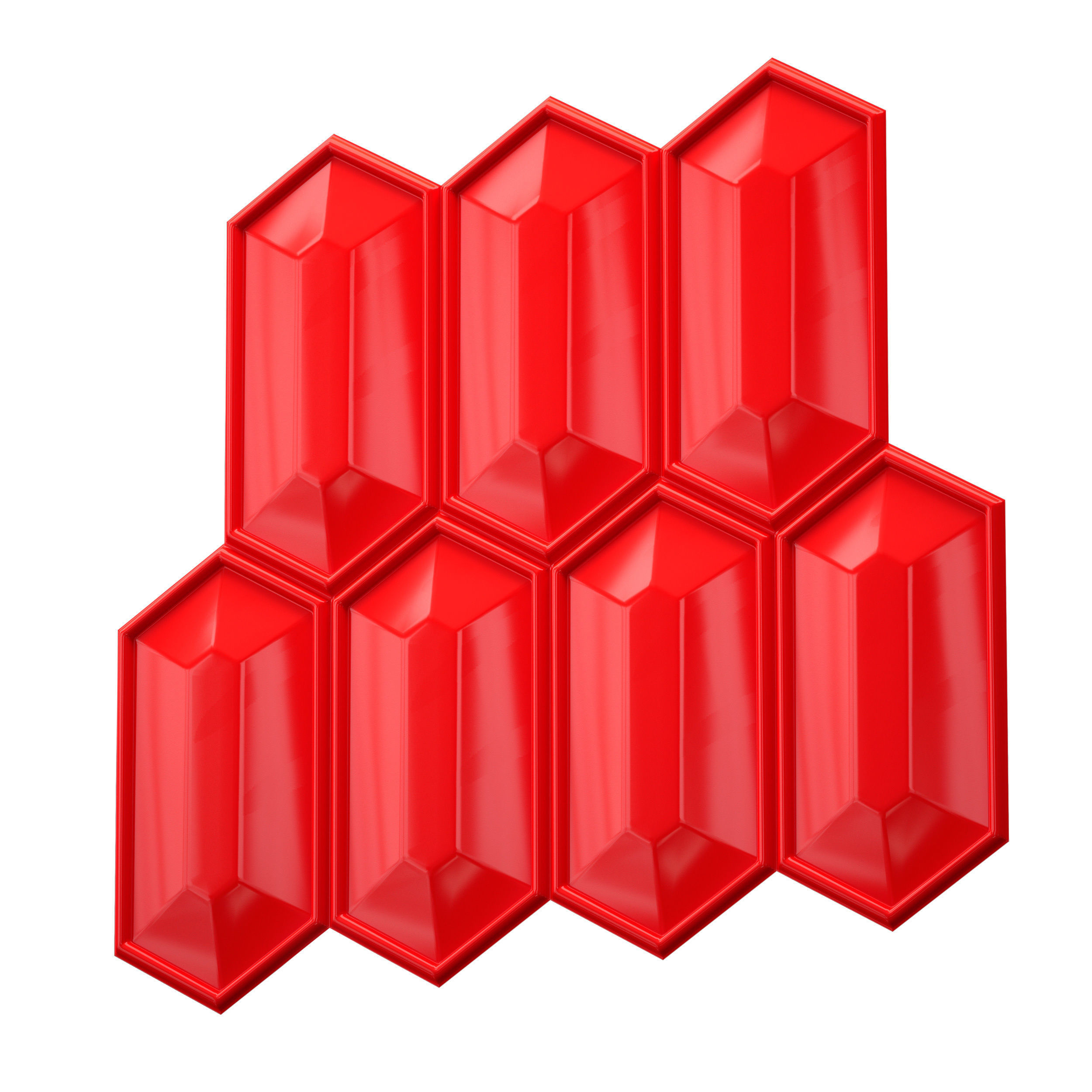 3d wall panel polygon hexagon 3D model_7