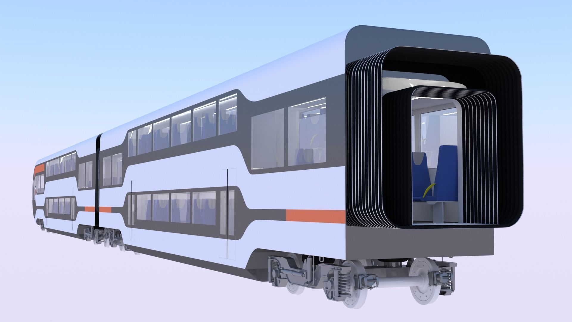Futuristic doubledeck train 3D model_8
