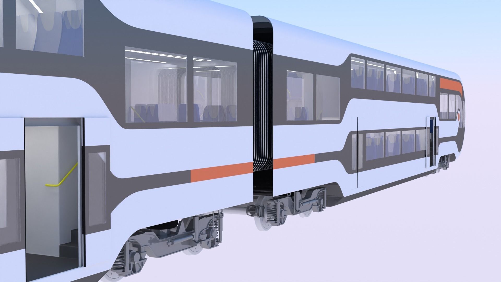 Futuristic doubledeck train 3D model_5