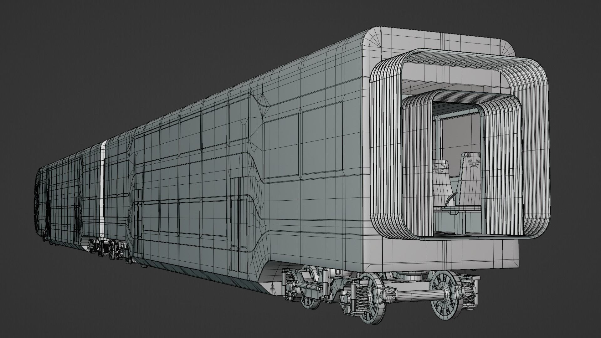 Futuristic doubledeck train 3D model_9