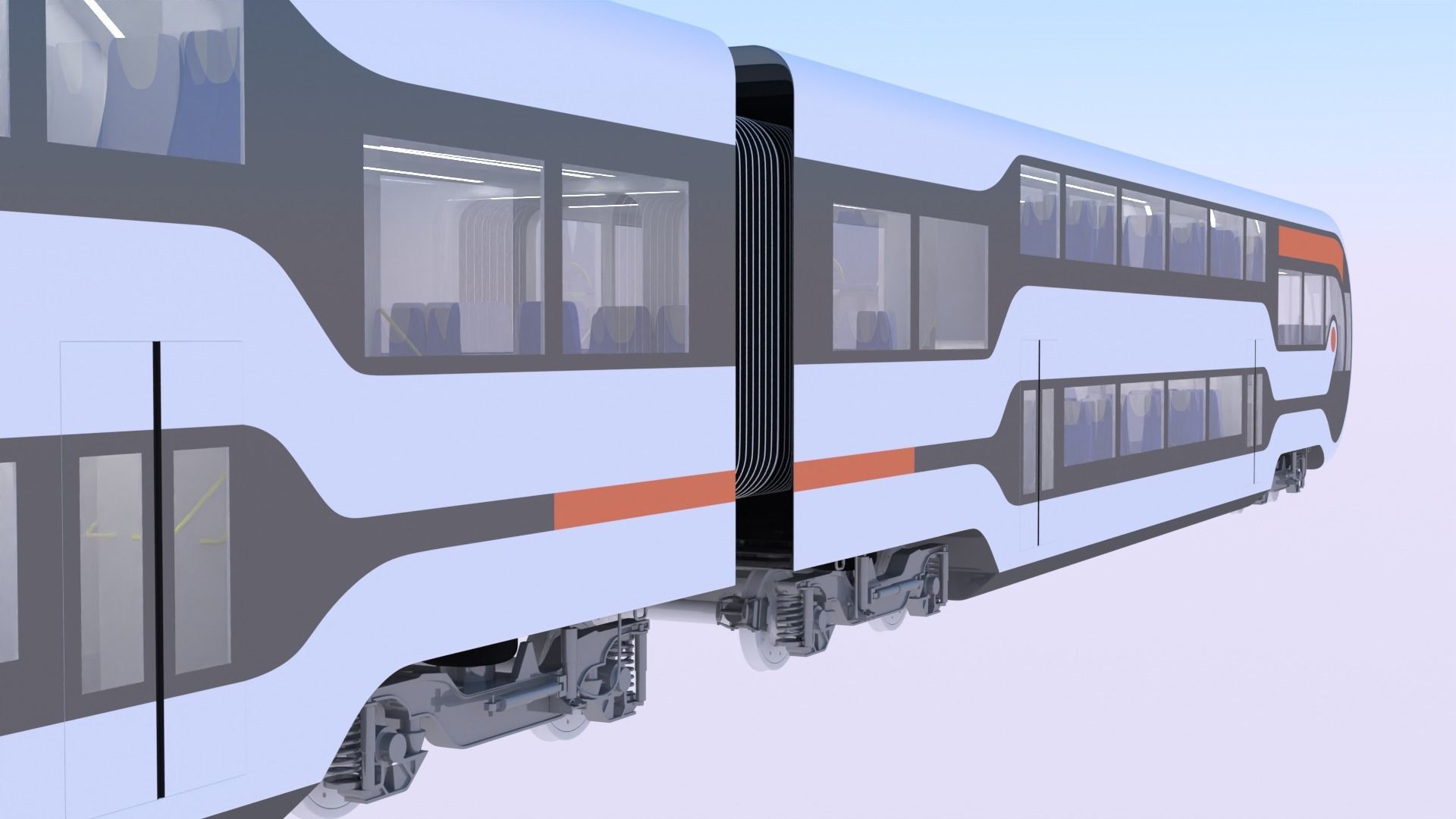 Futuristic doubledeck train 3D model_6