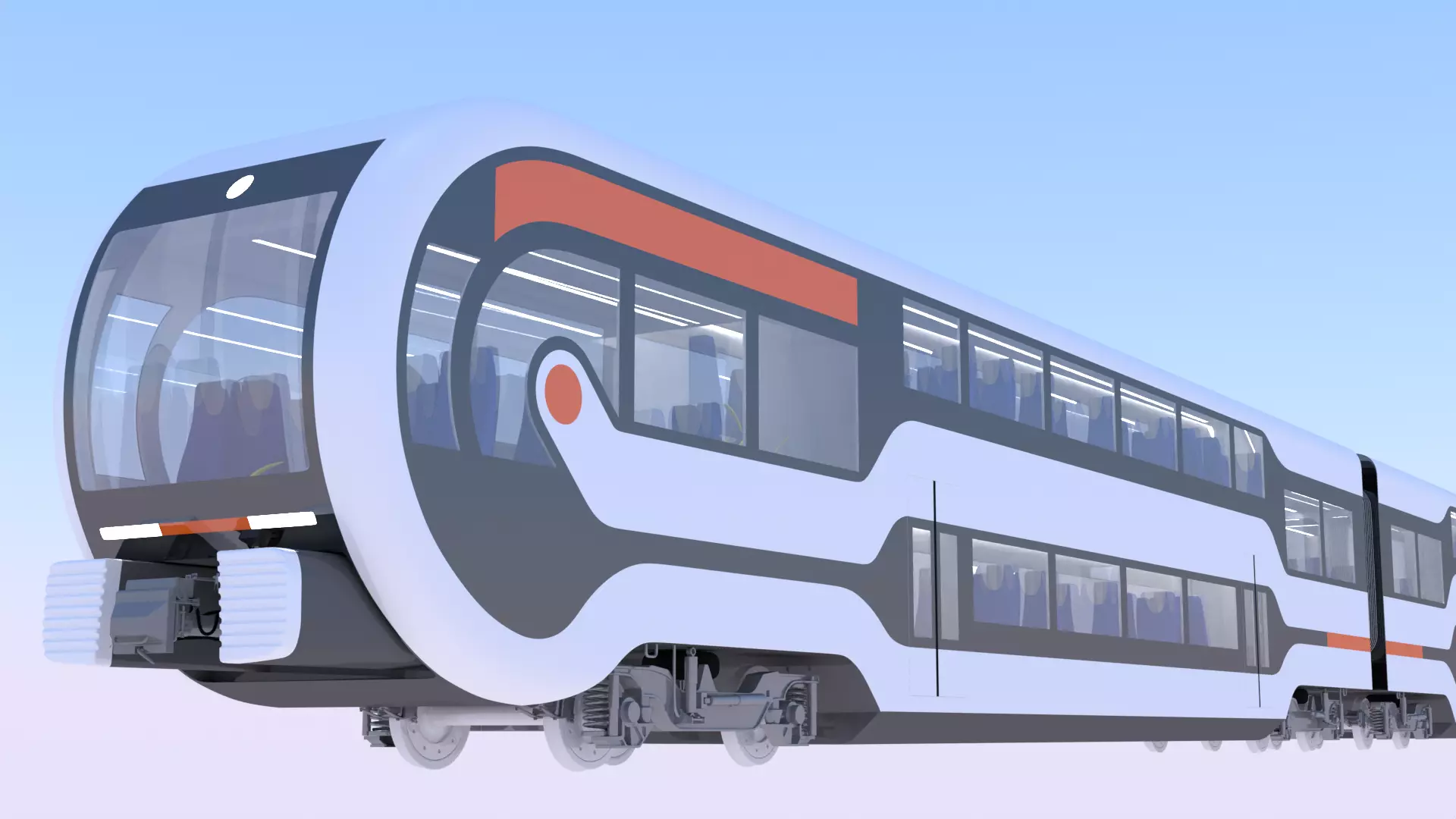 Futuristic doubledeck train 3D model_0