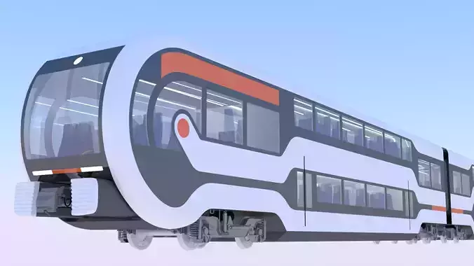 Futuristic doubledeck train 3D model