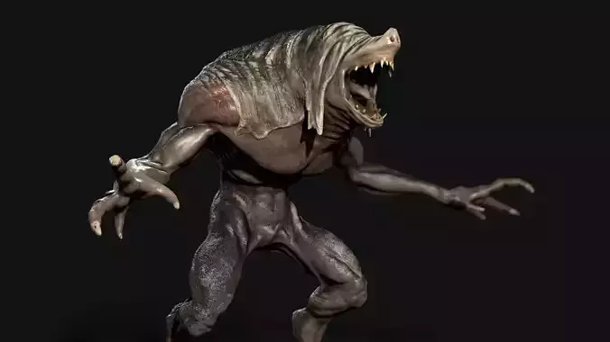 Creep Creature - Animated Game-ready model for Horror game Free low-poly 3D model