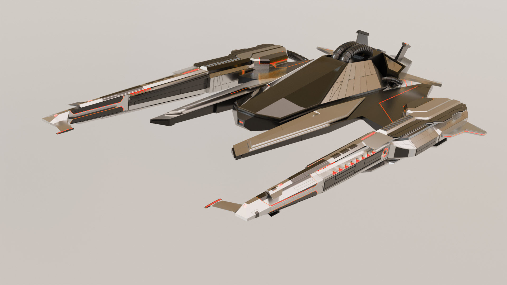 Fighter Spaceship With Controller - UE4-5 Low-poly 3D model_6