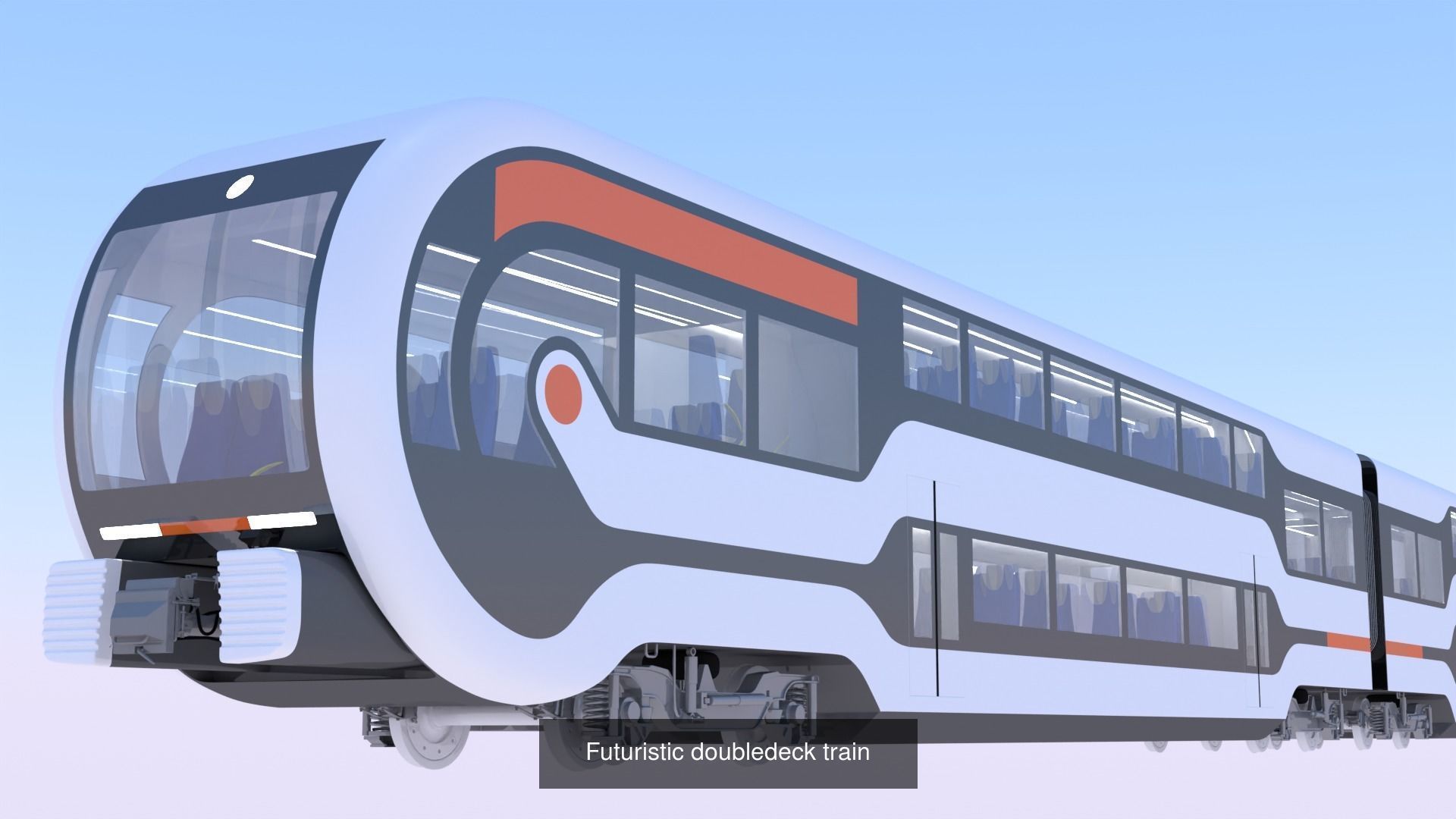 Monorail and doubledeck trains 3D Model Collection_1