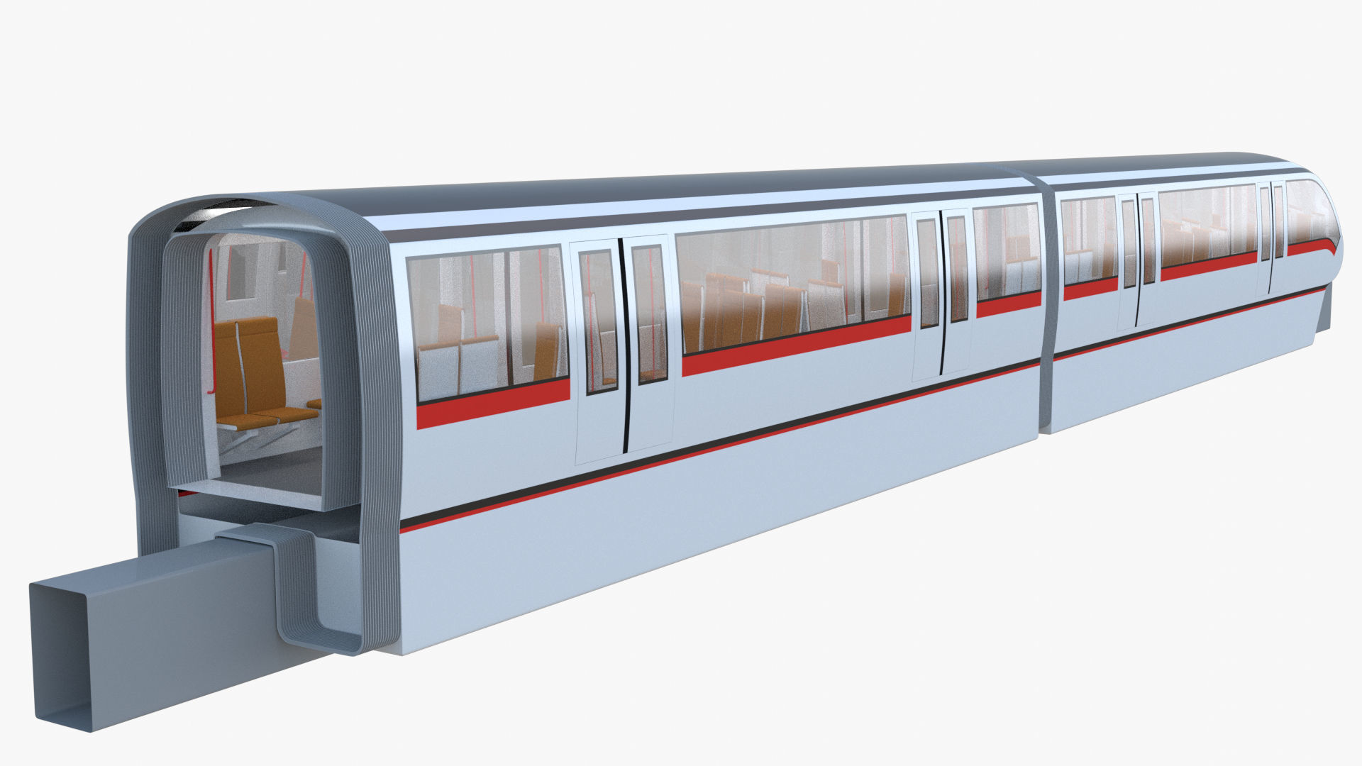 Monorail and doubledeck trains 3D Model Collection_12