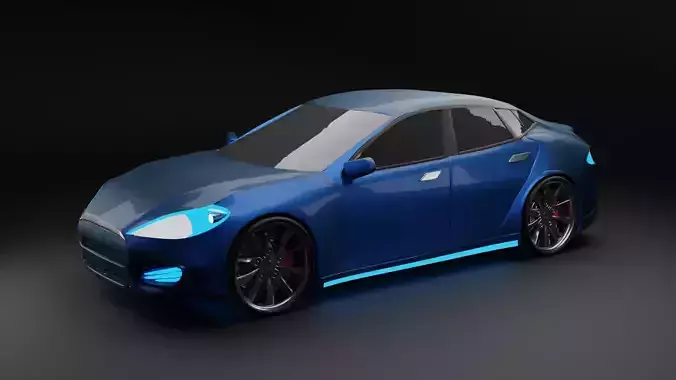High Poly Tesla Car