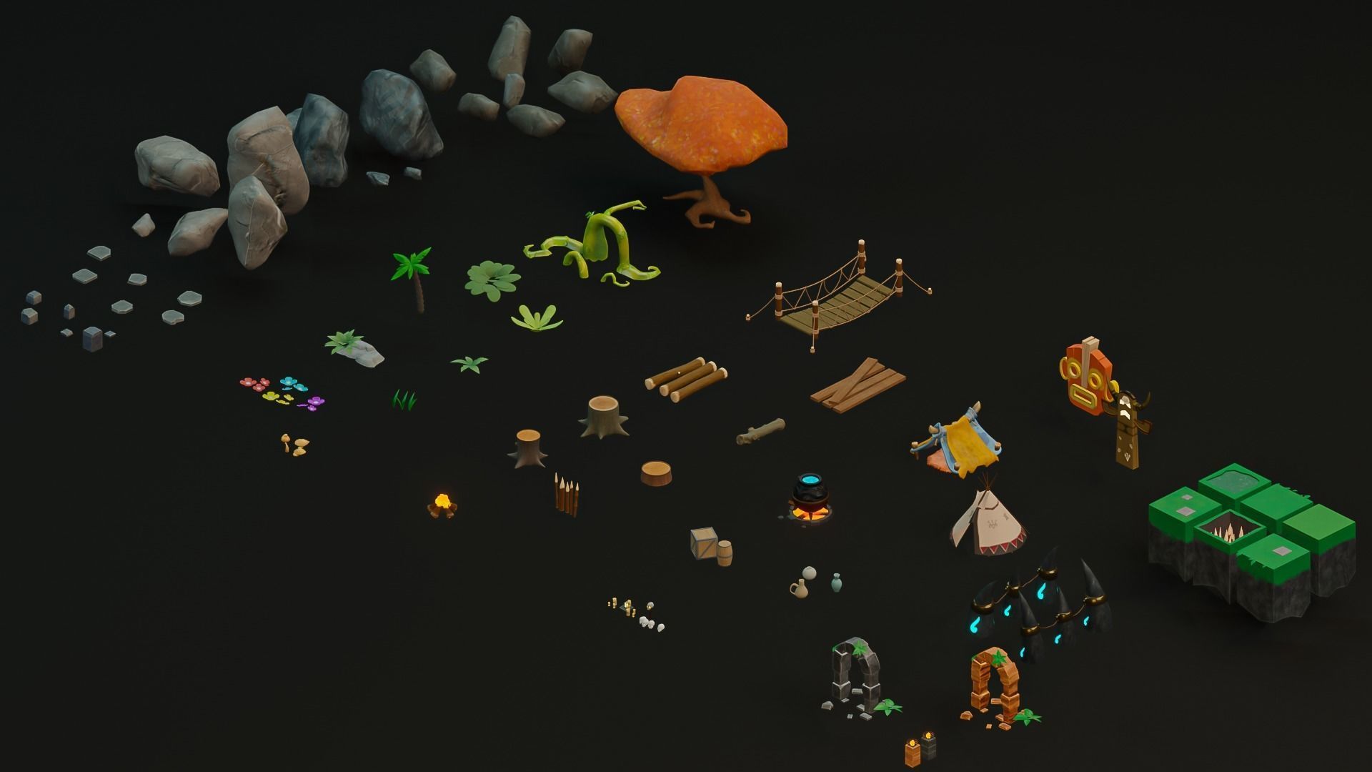 Stylized Top Down Game Pack Low-poly 3D model_5