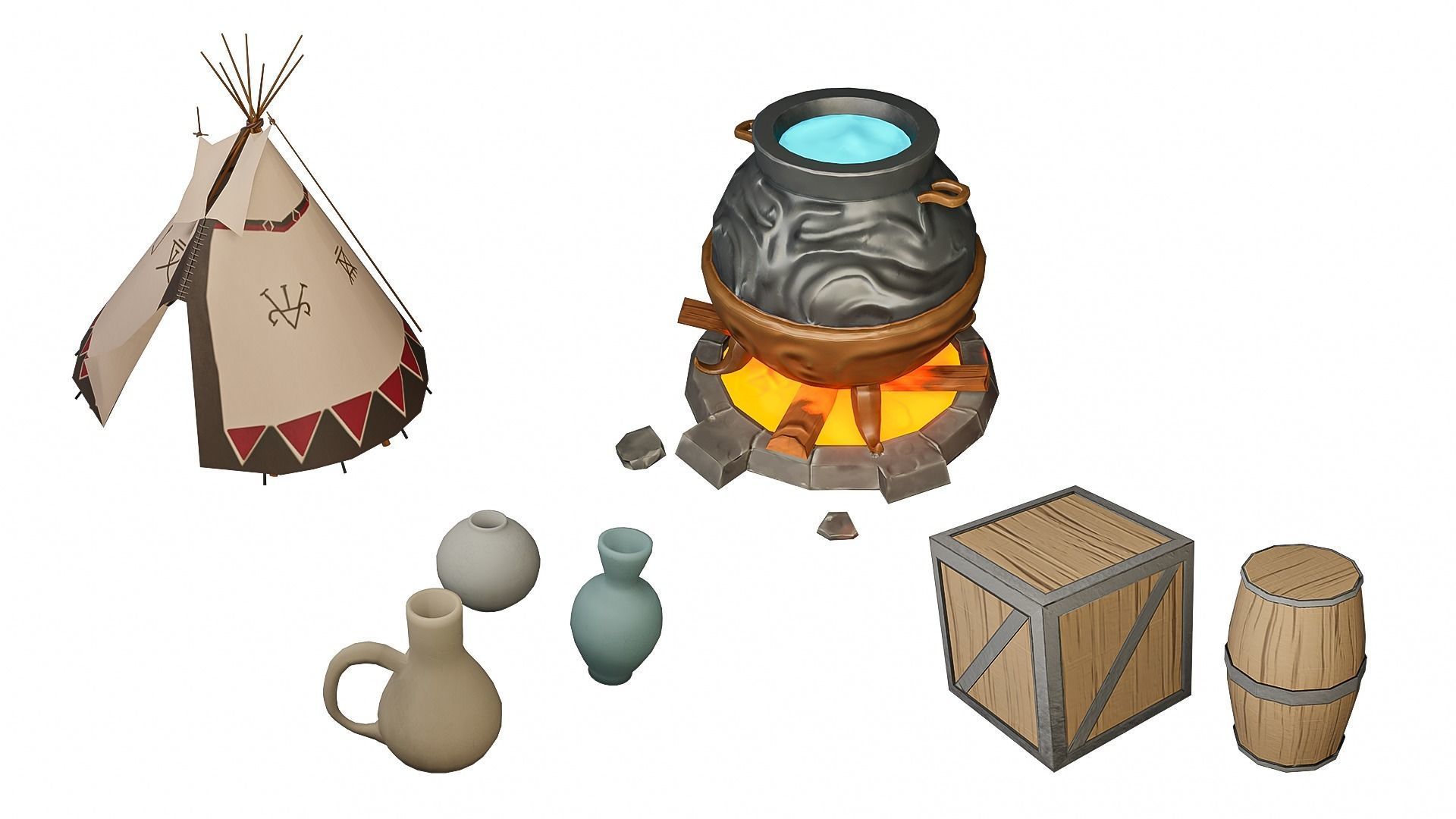 Stylized Top Down Game Pack Low-poly 3D model_8