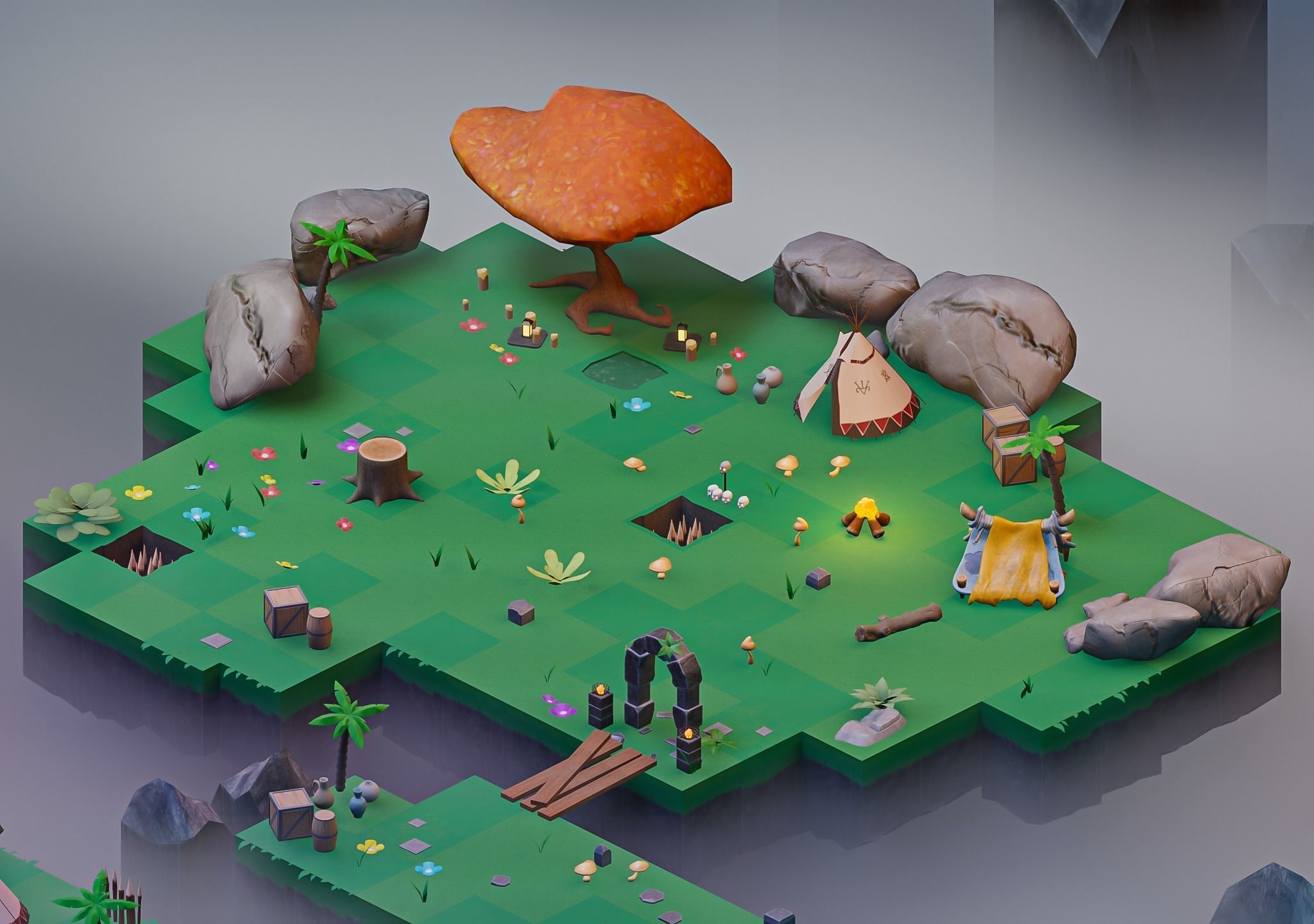 Stylized Top Down Game Pack Low-poly 3D model_2