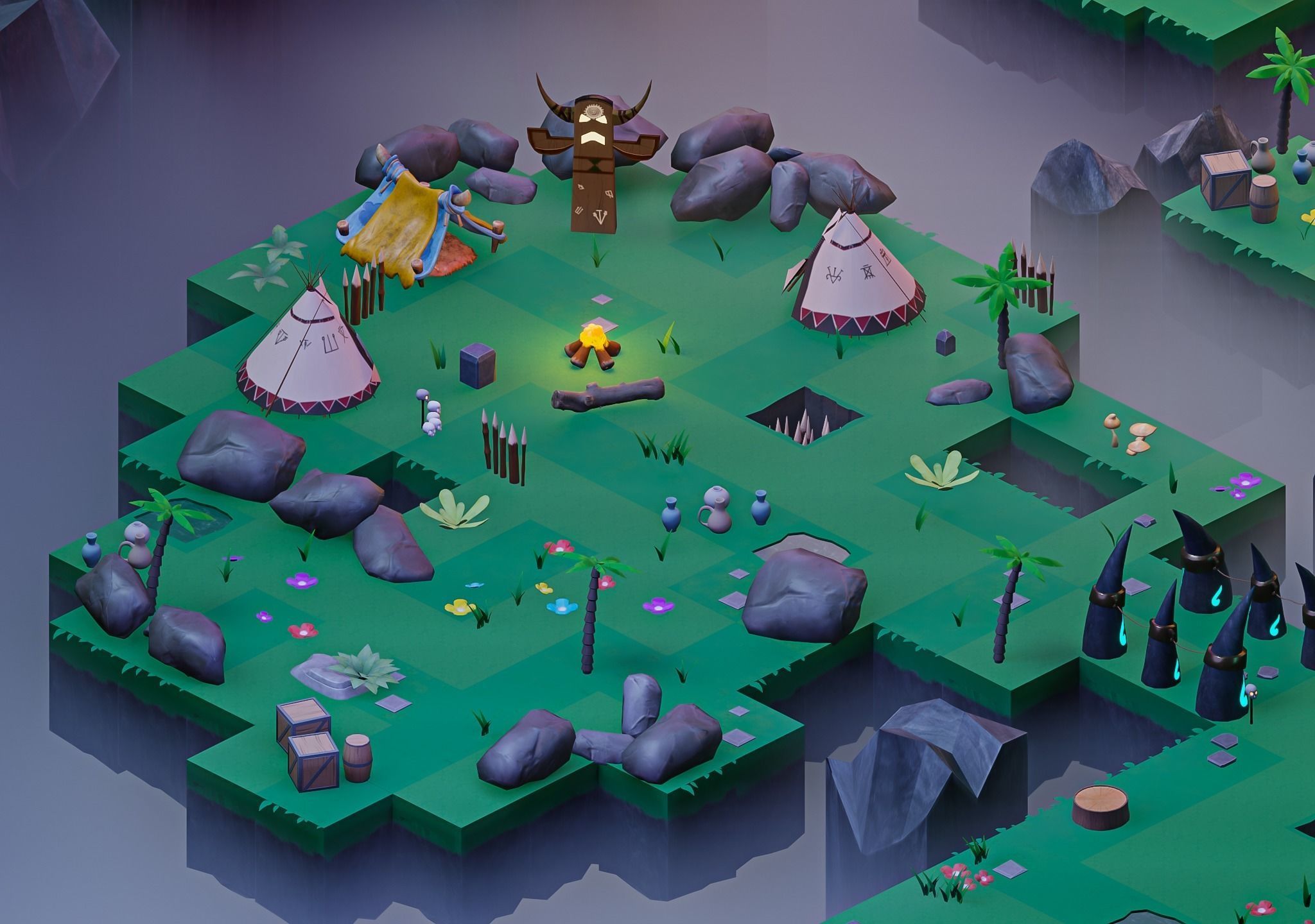 Stylized Top Down Game Pack Low-poly 3D model_1