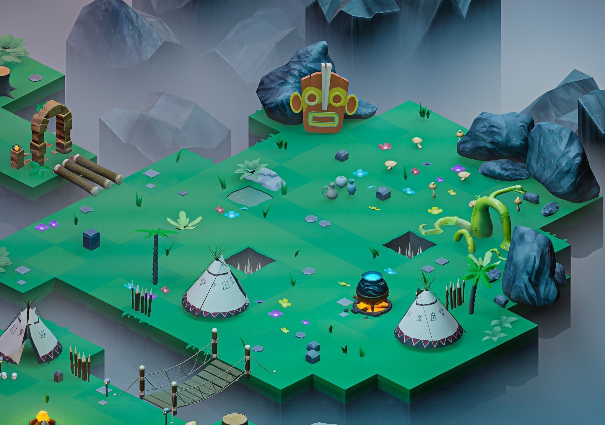 Stylized Top Down Game Pack Low-poly 3D model_3