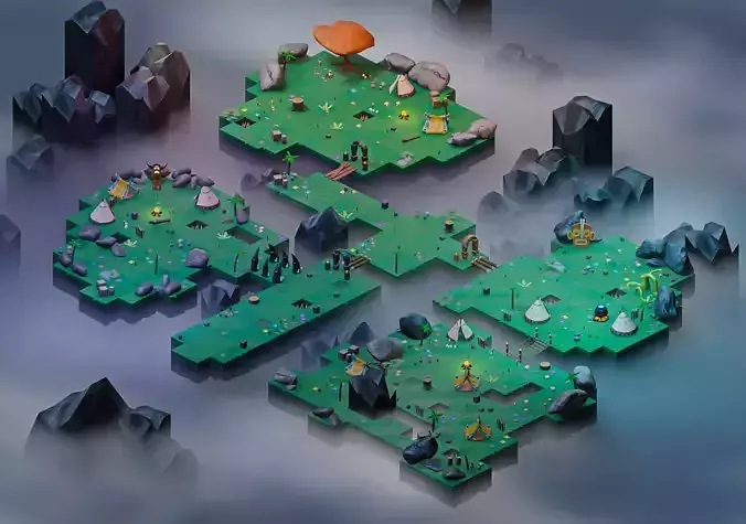 Stylized Top Down Game Pack Low-poly 3D model