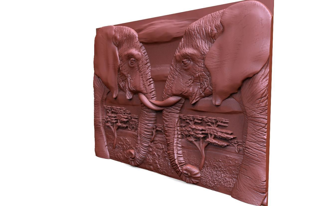 Elephants CNC  3D print model_2