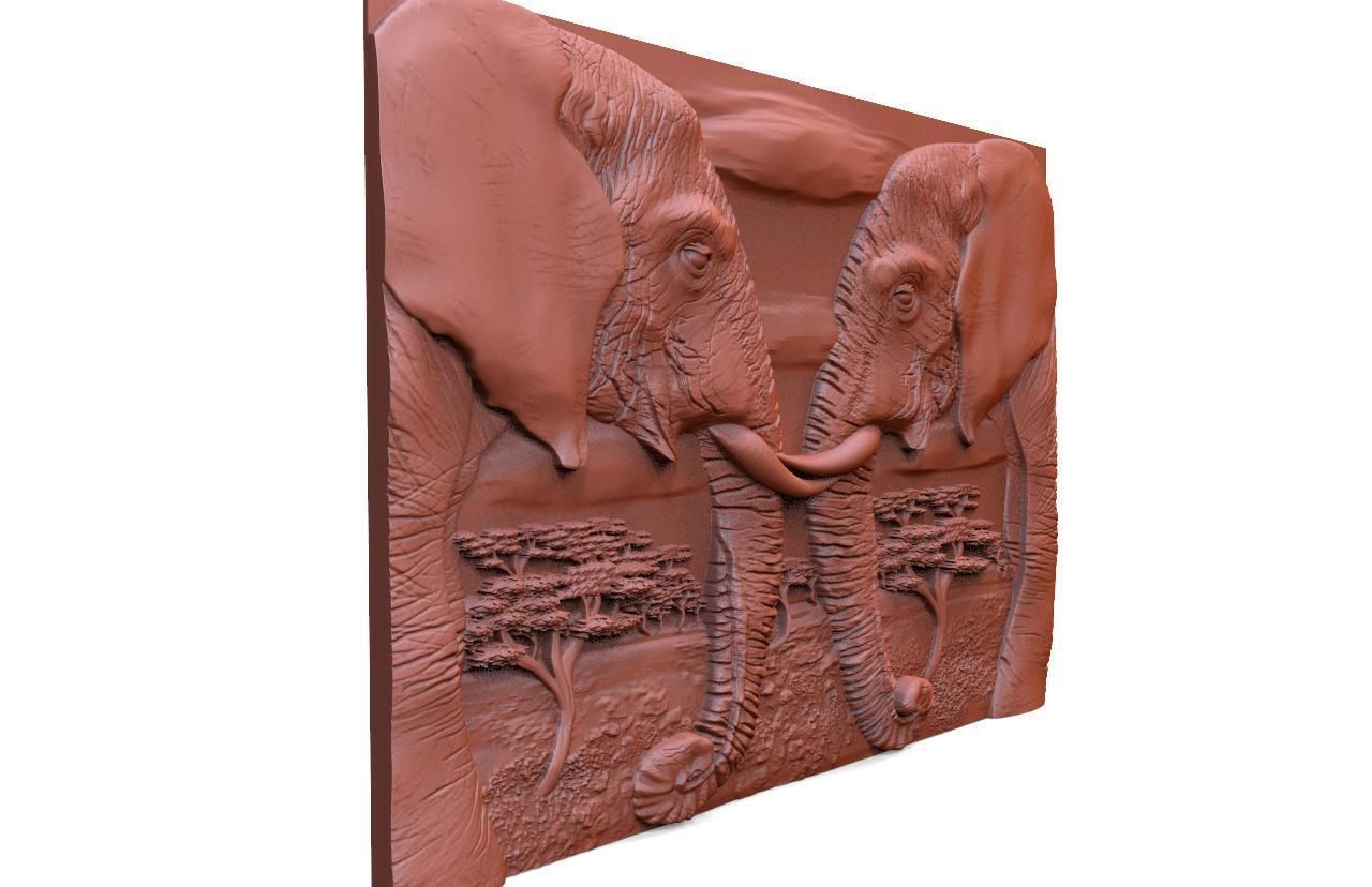 Elephants CNC  3D print model_3