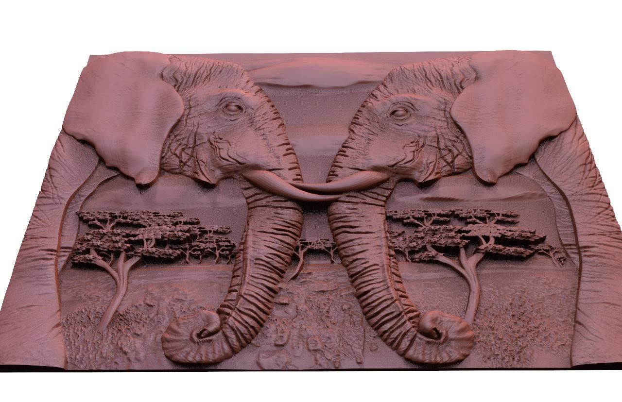 Elephants CNC  3D print model_4