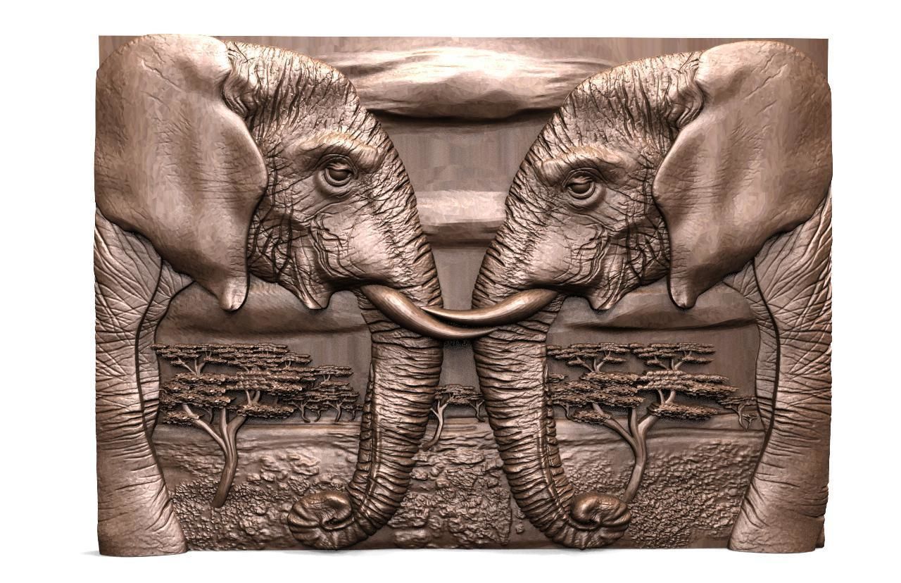 Elephants CNC  3D print model_1