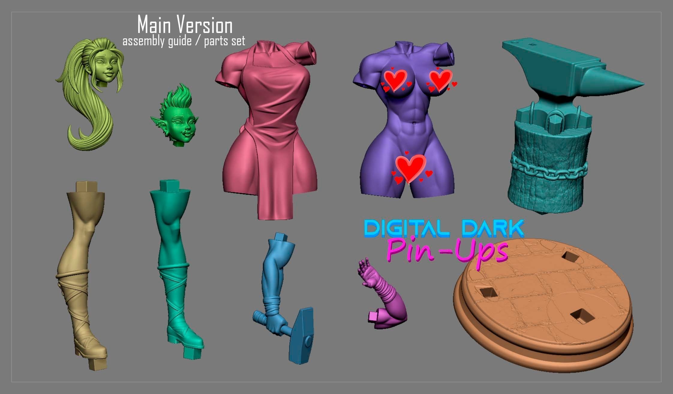 Blacksmith with NSFW version and Miniatures and head variation  3D print model_10