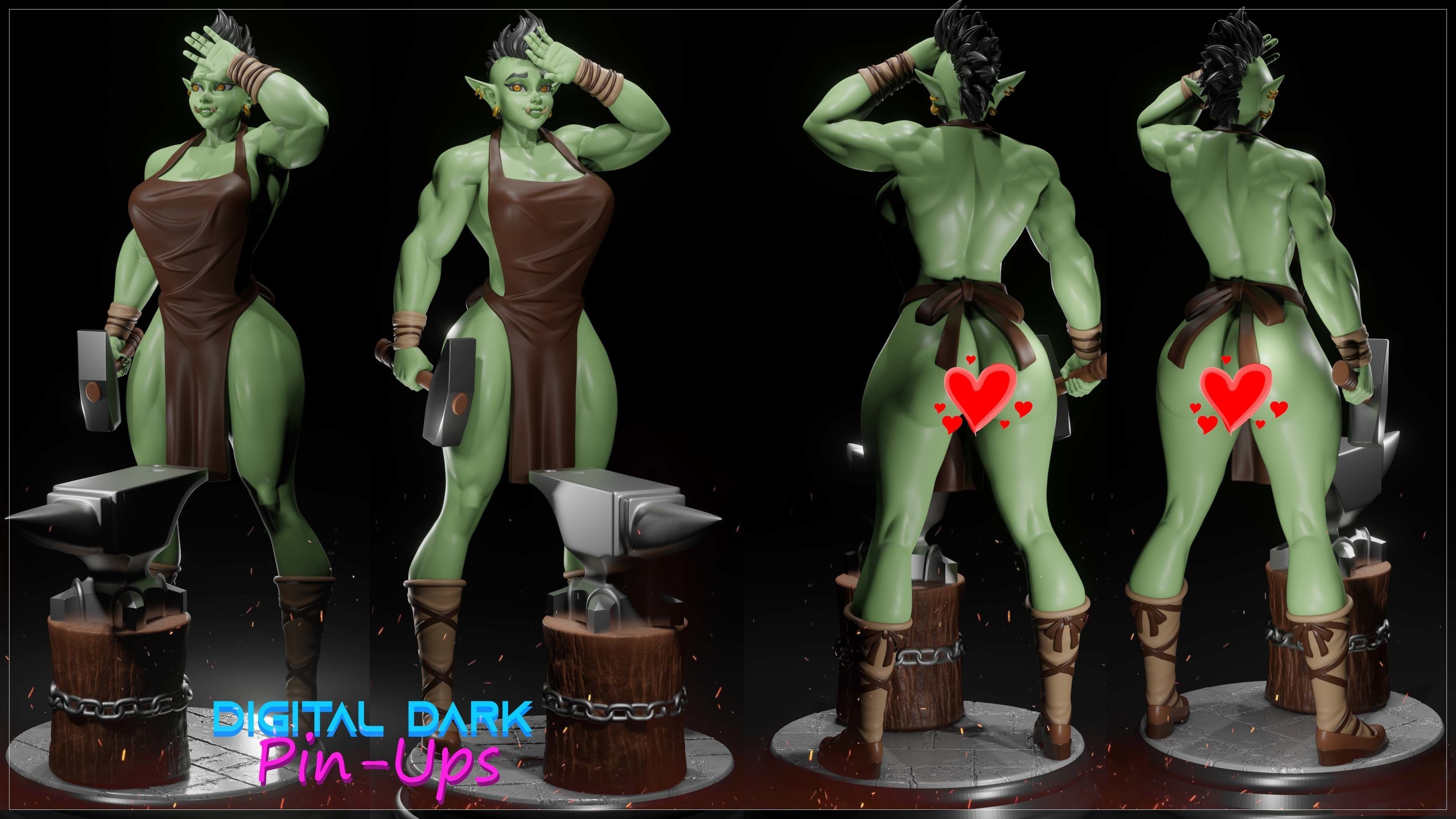 Blacksmith with NSFW version and Miniatures and head variation  3D print model_4