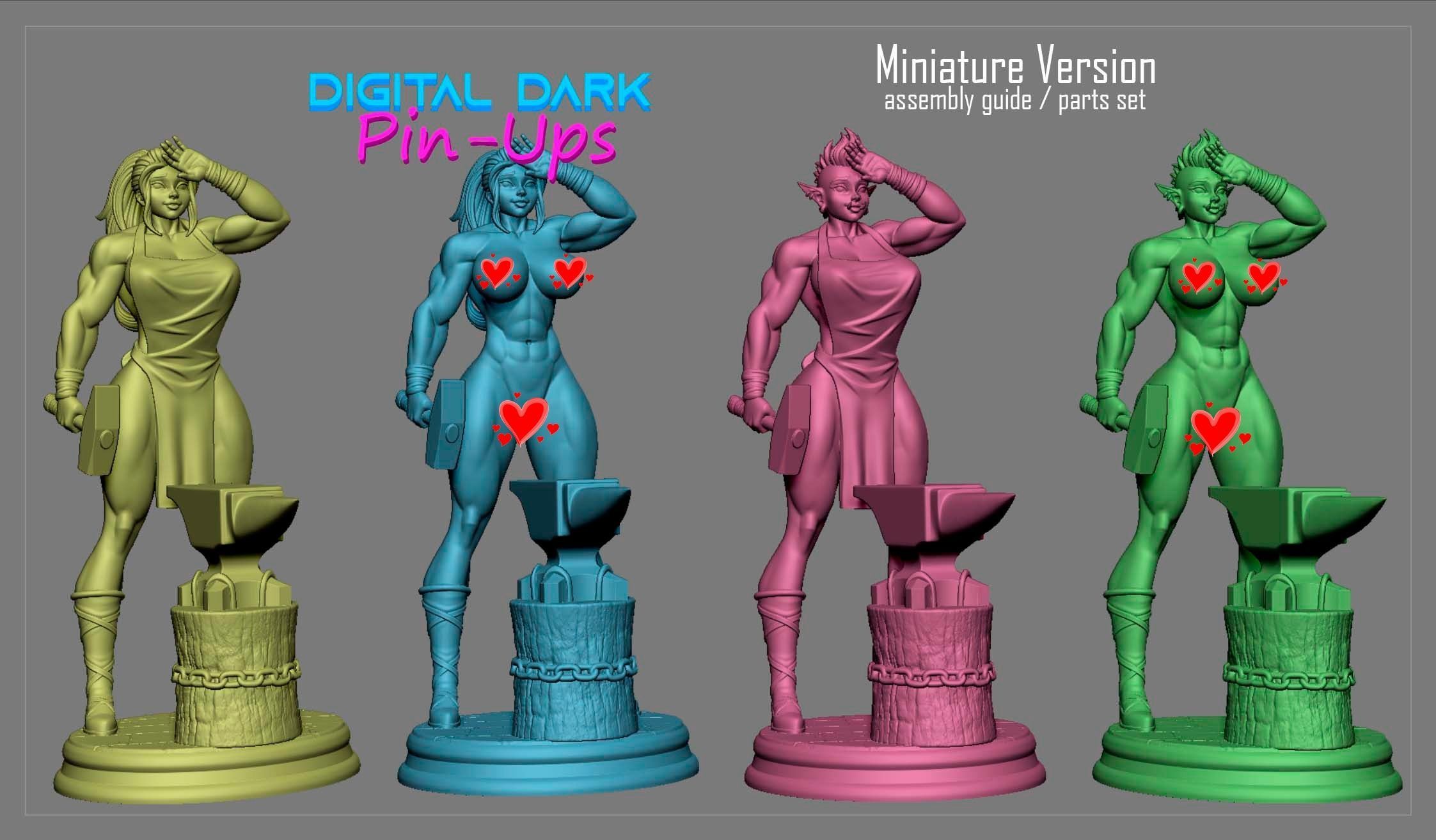 Blacksmith with NSFW version and Miniatures and head variation  3D print model_11