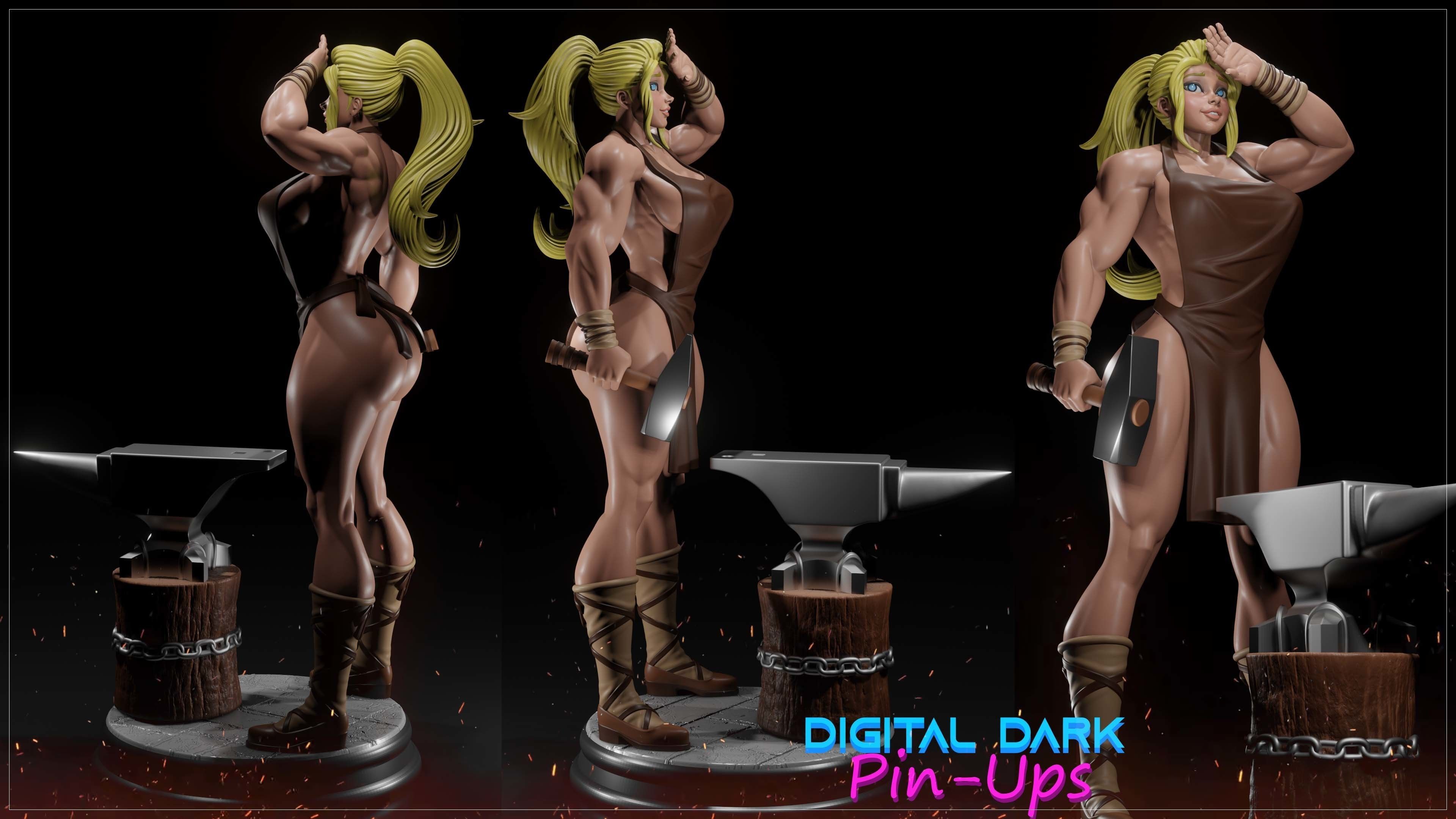 Blacksmith with NSFW version and Miniatures and head variation  3D print model_3