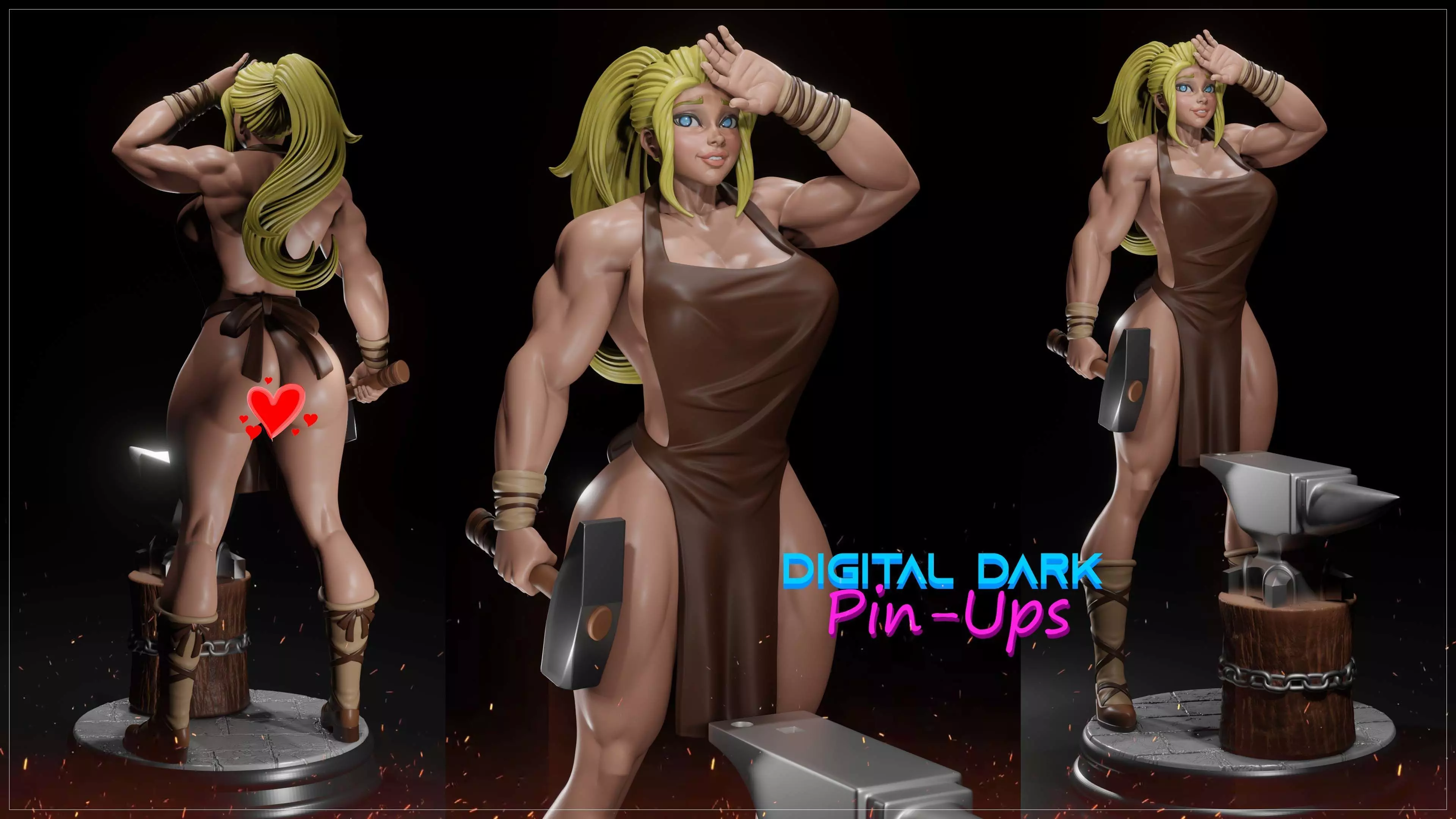 Blacksmith with NSFW version and Miniatures and head variation  3D print model_0
